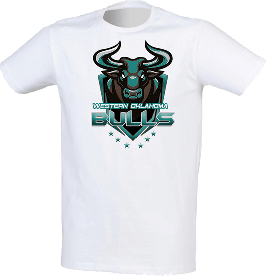 Classic White T-Shirt with Western Oklahoma Bulls Logo